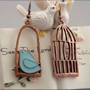 Bronze Bird Cage Earrings